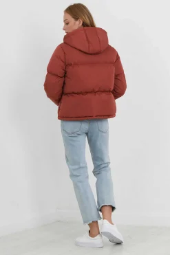 Casaco De Penas Acolchoado Com Capuz