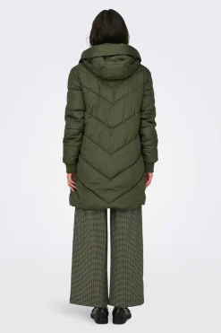 Casaco De Penas Comprido Com Capuz