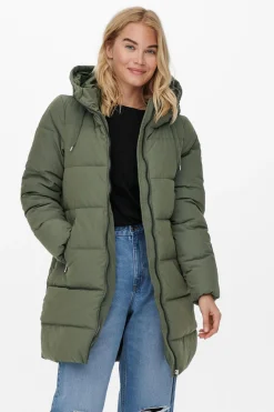 Casaco De Penas Curto Com Capuz