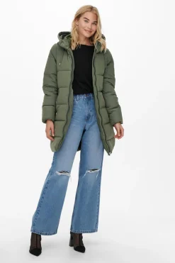 Casaco De Penas Curto Com Capuz