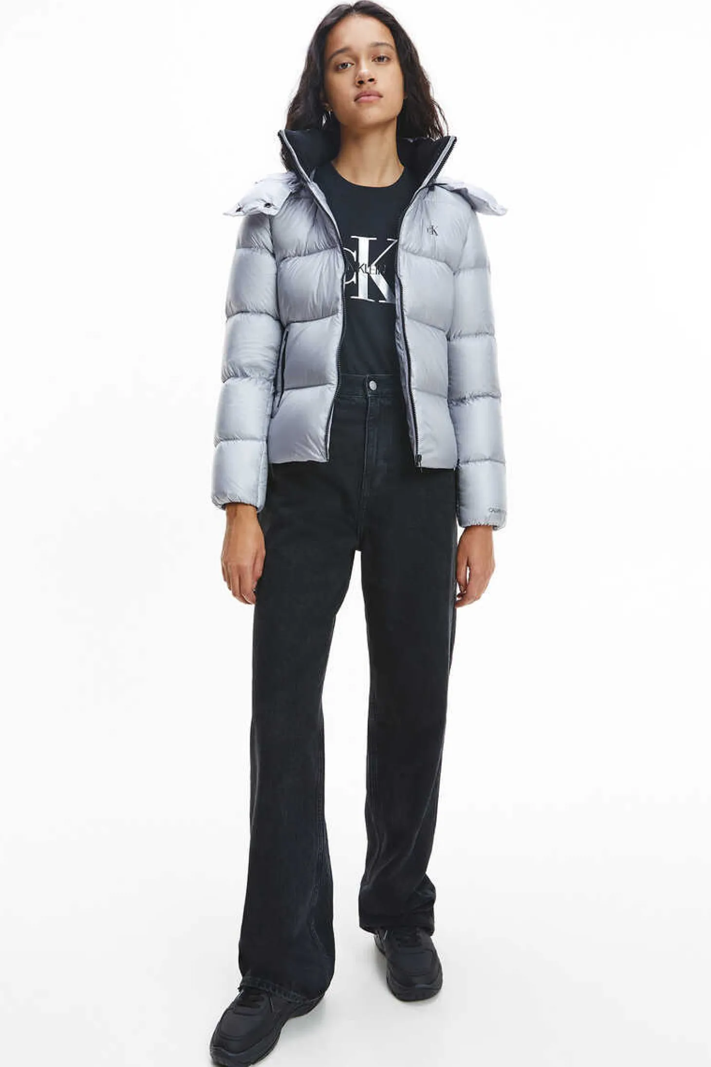 Casaco De Plumas Com Capuz