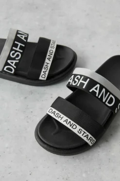 Chinelos Tiras Logo Cinzento