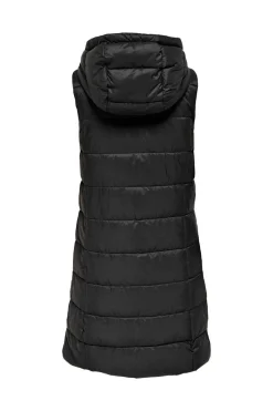 Colete Comprido Acolchoado Com Capuz