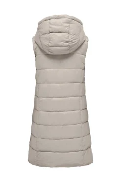 Colete Comprido Acolchoado Com Capuz