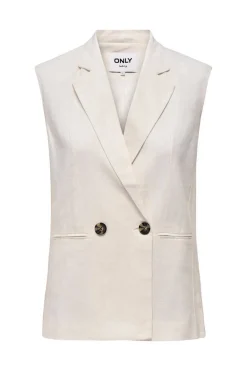 Colete Duplo Botao Linho E Viscose