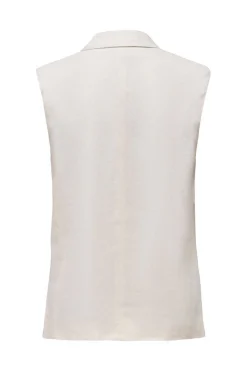 Colete Duplo Botao Linho E Viscose