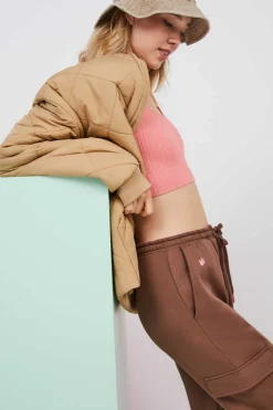 Crop Top Alcas Duplas Sem Costura Cor De Laranja