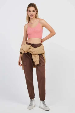 Crop Top Alcas Duplas Sem Costura Cor De Laranja