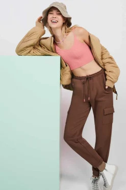 Crop Top Alcas Duplas Sem Costura Cor De Laranja