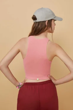 Crop Top Decote V Sem Costuras Vermelho-Escuro