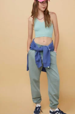 Crop Top Decote V Sem Costuras Azul-Escuro