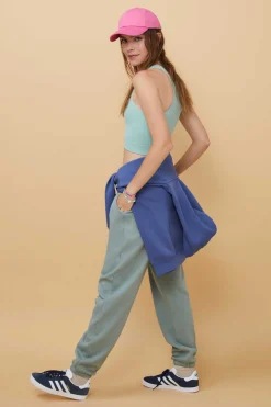 Crop Top Decote V Sem Costuras Azul-Escuro