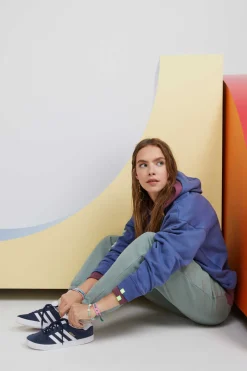 Crop Top Decote V Sem Costuras Azul-Escuro