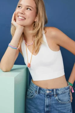 Crop Top Decote V Sem Costuras Amarelo