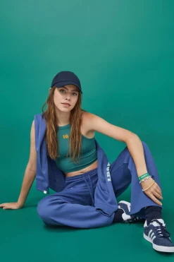 Crop Top Halter Sem Costuras Azul-Marinho