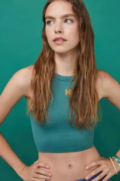 Crop Top Halter Sem Costuras Azul-Marinho