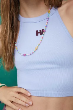 Crop Top Halter Sem Costuras Branco