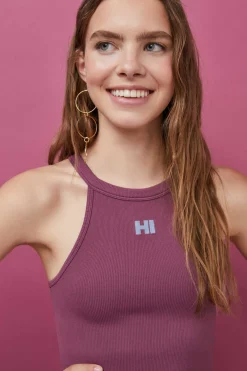 Crop Top Halter Sem Costuras Bordo