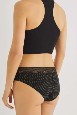 Cuequinha Larga Algodao Renda Preta