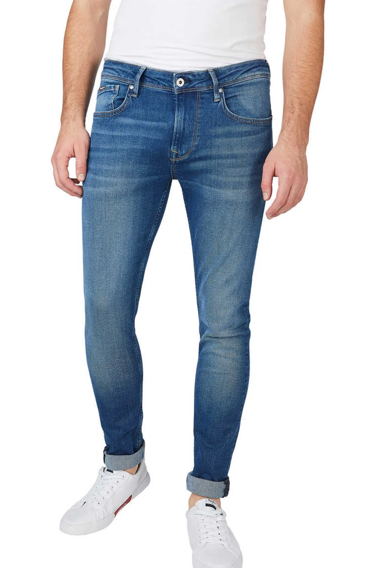 Denim De Homem Skinny, Corte Baixo.