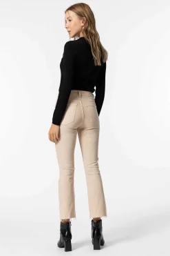 Jeans Megan Cropped Flare Cintura Alta Metalica