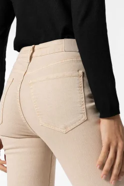 Jeans Megan Cropped Flare Cintura Alta Metalica