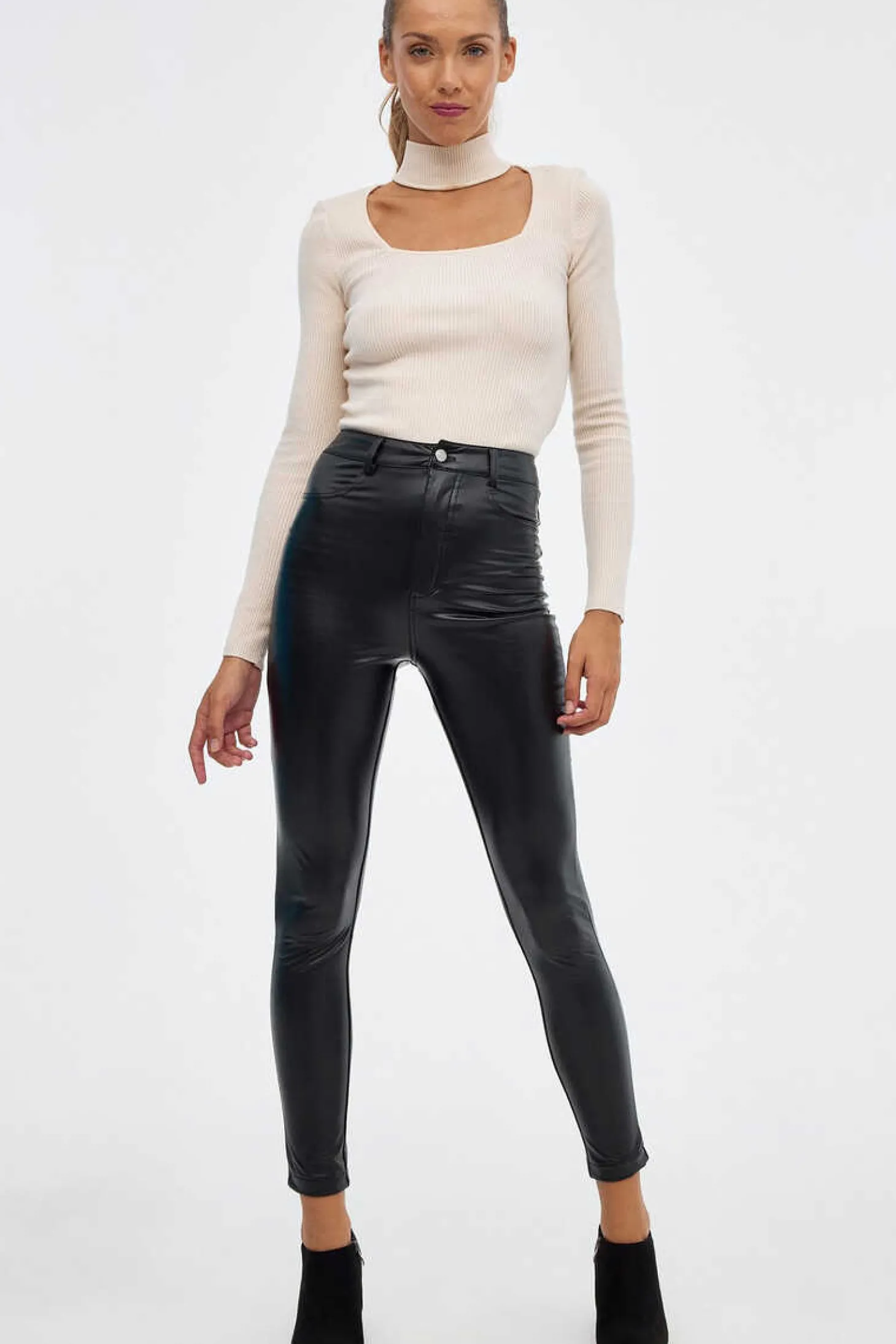 Leggings Cintura Alta Efeito Pele