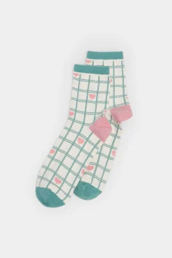 Meia Quadrados Coracoes