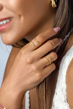 Pack 5 Aneis Nefertiti Ouro