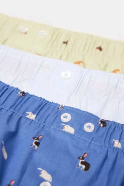 Pack 3 Cuecas Em Popelina De Algodao Com Animais