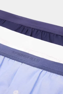 Pack 3 Cuecas Em Popelina De Algodao Azul