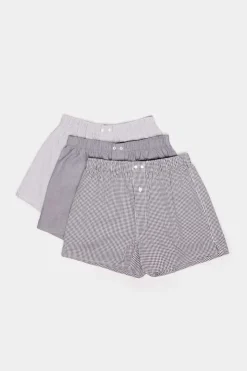 Pack 3 Cuecas Em Popelina De Algodao Cinzento