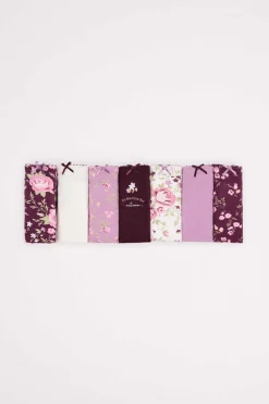 Pack 7 Cuequinhas Algodao Flores Grena