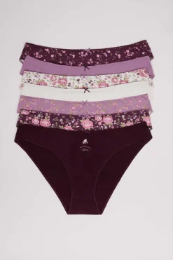 Pack 7 Cuequinhas Algodao Flores Grena