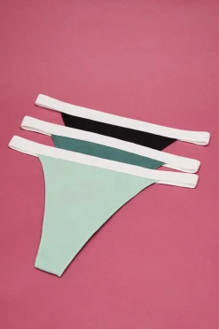 Pack 3 Cuequinhas Tanga Multicolor: Preto, Verde-Claro, Verde-Escuro