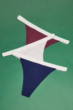 Pack 3 Cuequinhas Tanga Multicolor: Navy, Cinzento, Bordeaux