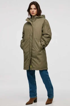 Parka De Mulher Com Capuz E Cintura Ajustavel