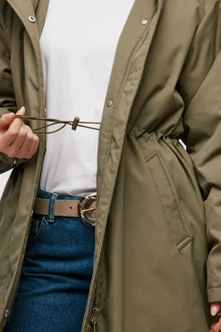 Parka De Mulher Com Capuz E Cintura Ajustavel