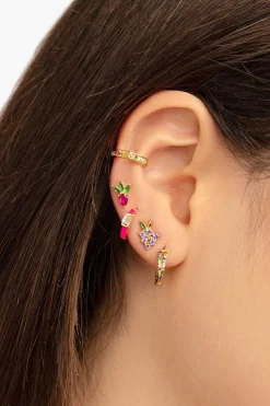 Pendiente Suelto Tropical Grape Plata Bano Oro