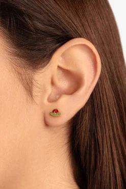 Pendiente Suelto Tropical Watermelon Plata Bano Oro