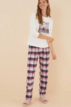 Pijama 100% Algodao Snoopy Flanela