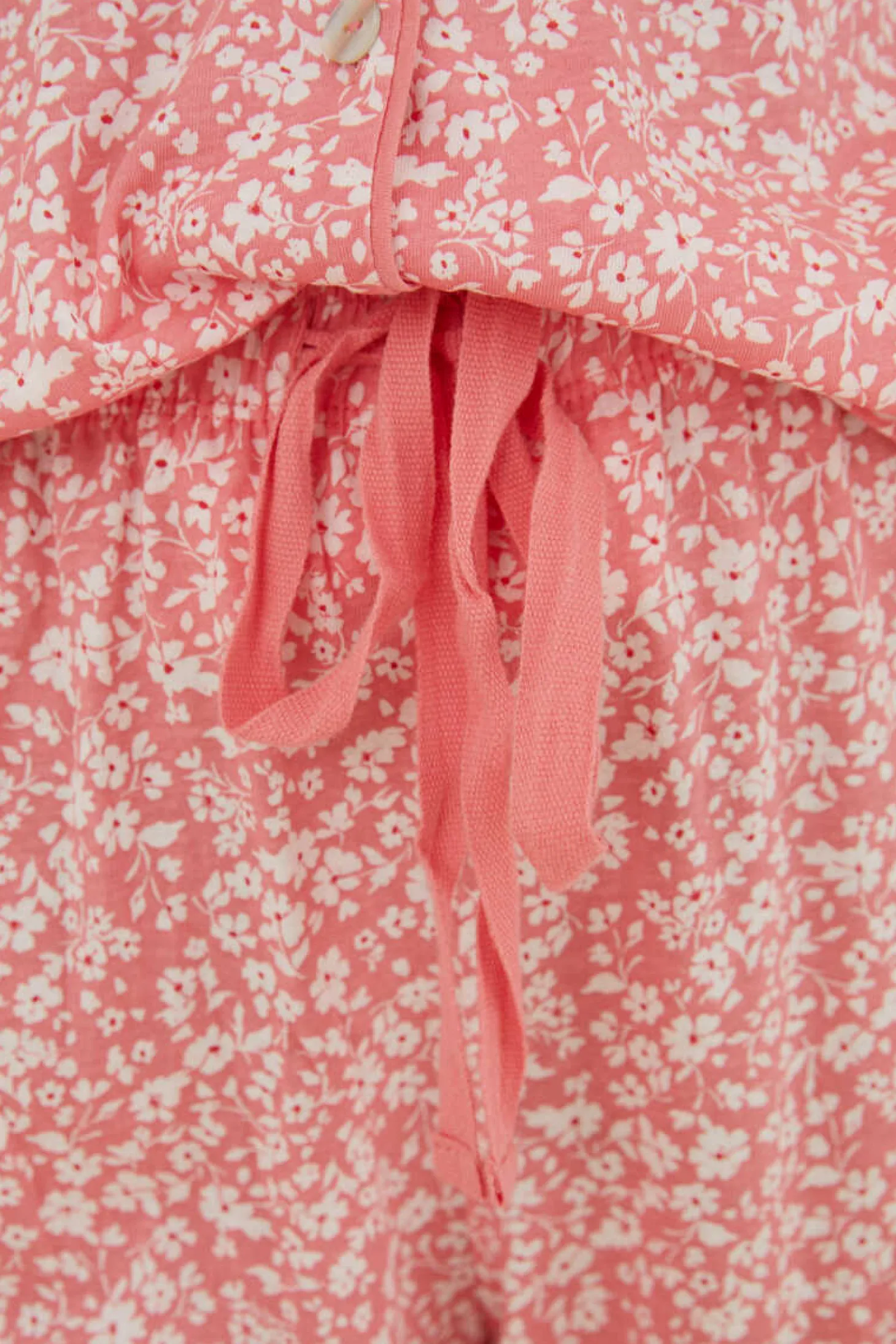 Pijama Camiseiro 100% Algodao Flores Coral