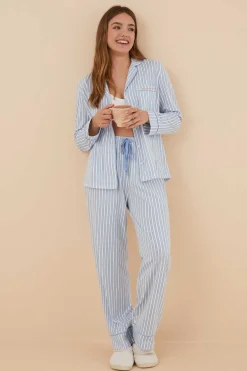 Pijama Camiseiro 100% Algodao Riscas