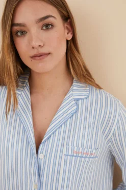 Pijama Camiseiro 100% Algodao Riscas