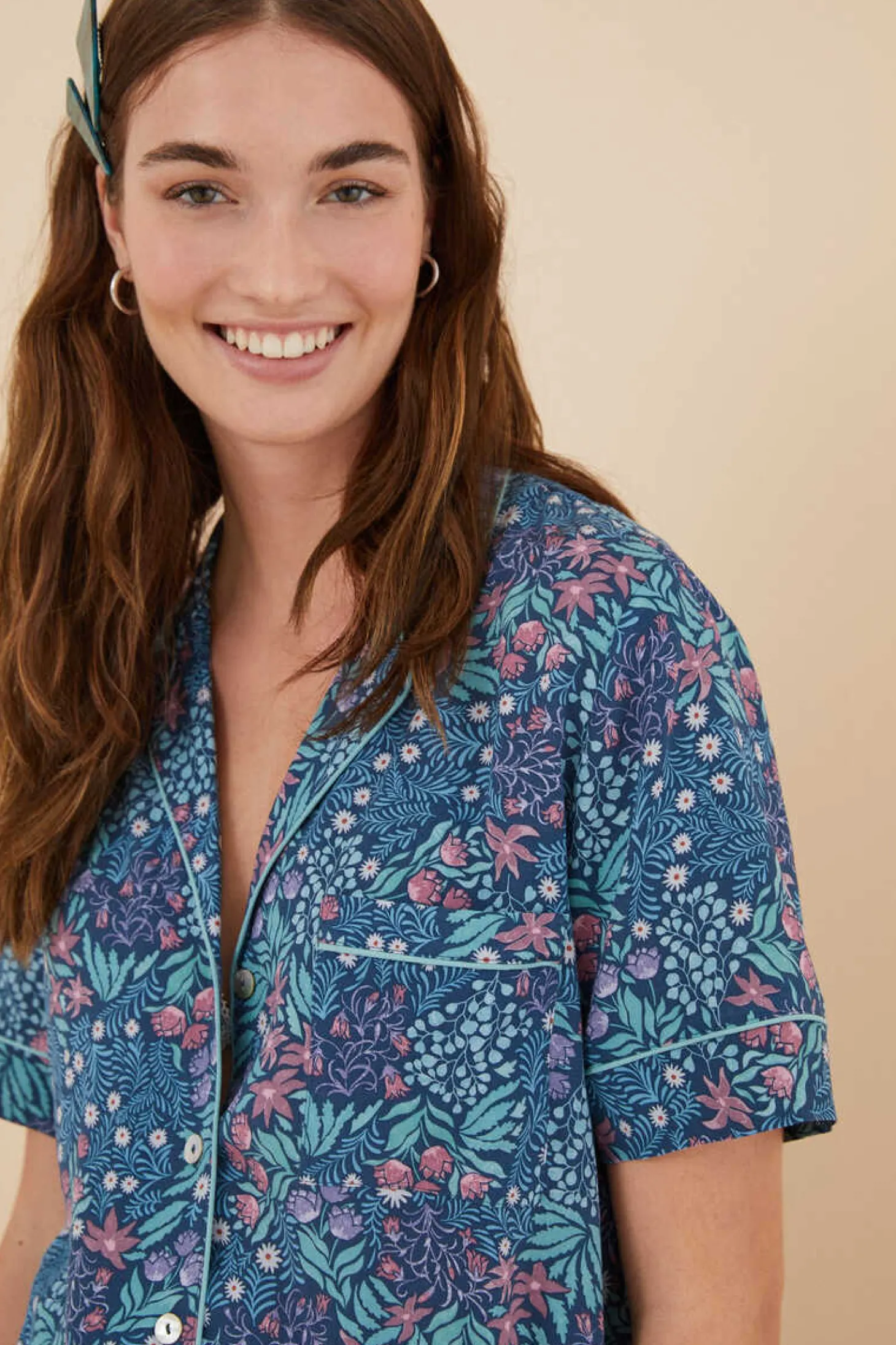 Pijama Camiseiro Capri Com Estampado De Moniquilla Em