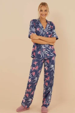Pijama Camiseiro Com Estampado De Flores De Moniquilla