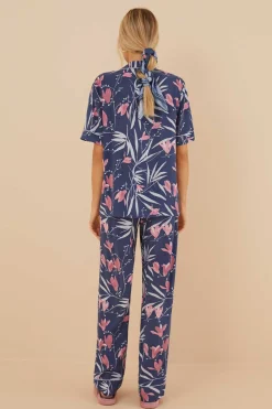 Pijama Camiseiro Com Estampado De Flores De Moniquilla