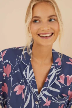 Pijama Camiseiro Com Estampado De Flores De Moniquilla