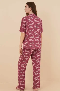 Pijama Camiseiro Com Estampado De Garcas De Moniquilla