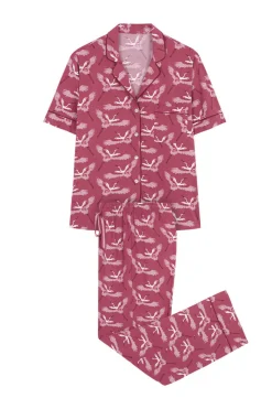 Pijama Camiseiro Com Estampado De Garcas De Moniquilla